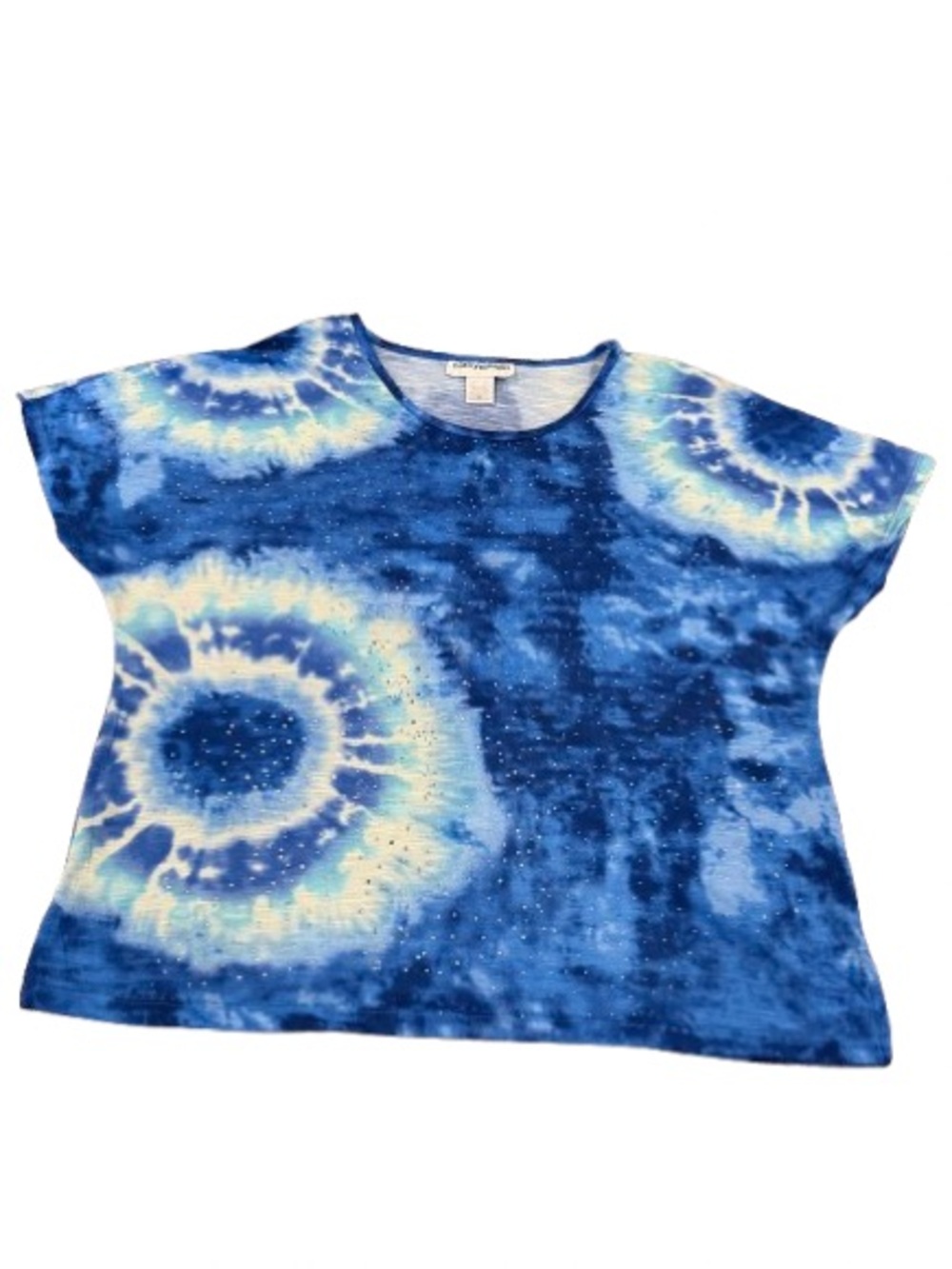 Cathy Daniels Women’s Blue & White Tie-Dye Sparkle Top Size Extra Large